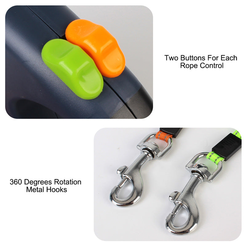 Dual Pet Leash with LED flashlight