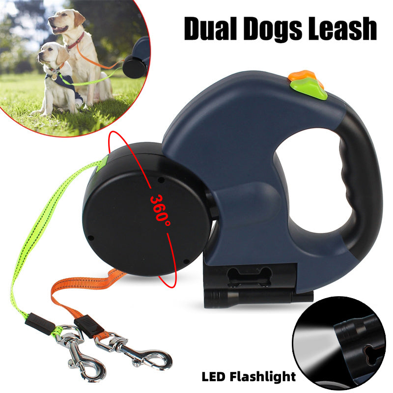 Dual Pet Leash with LED flashlight